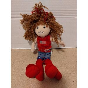 Vanessa Manhattan Toy Plush Doll Curly Hair Red Outfit Denim Pants Red Boots 12"
